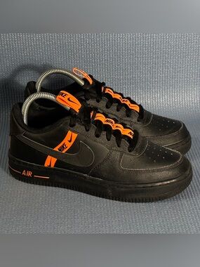 Nike Air Force 1 Low LV8 Worldwide Black Orange Shoes CT4683-001 Big Kid Size 5Y